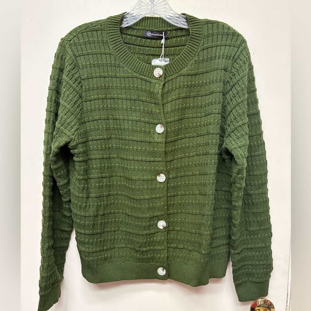 Olive Green Women's Cardigan Sweater